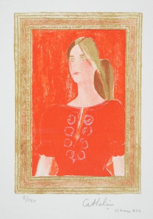 Lithograph Cathelin - Dominique à la blouse Hongroise - Dominique in a Hungarian blouse