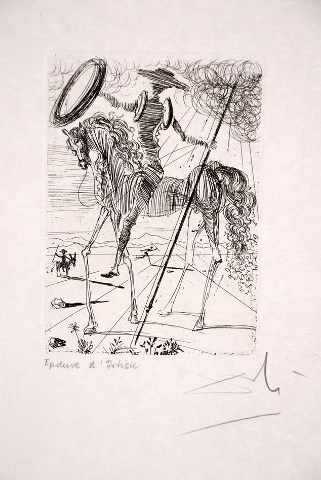 Engraving Dali - Don Quichotte - Don Quixote (suite Cinq Portraits espagnols - Five Spanish Immortals)
