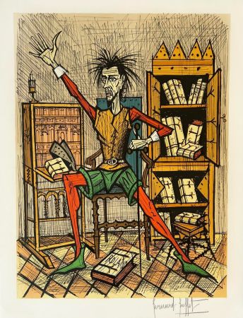 Lithograph Buffet - Don Quichotte dans la Bibliothèque 