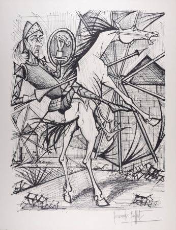 Lithograph Buffet - Don Quichotte et le Moulin à vent, 1989 - Hand-signed