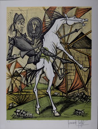 Lithograph Buffet - Don Quichotte et les Moulins à vent, 1989