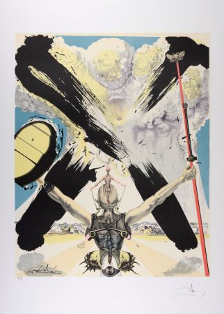 Etching Dali - Don Quichotte, l'ère atomique, 1957 - Hand-signed - Large size
