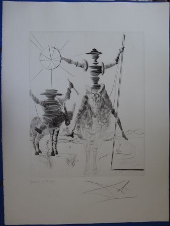 Engraving Dali - Don Quichotte & Sancho Panza