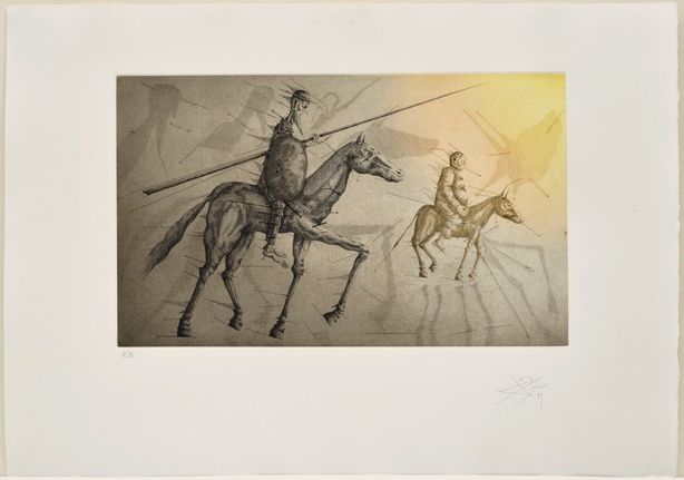 Etching And Aquatint Ponç -  Don Quichotte suivant Sancho, X