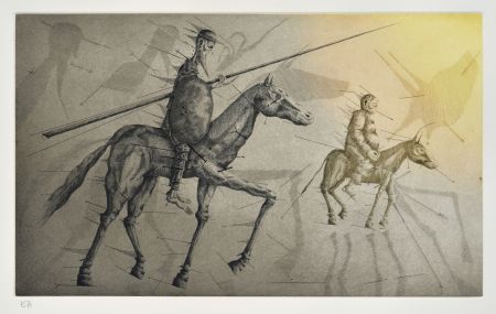 Engraving Ponç - Don Quichotte suivant Sancho X