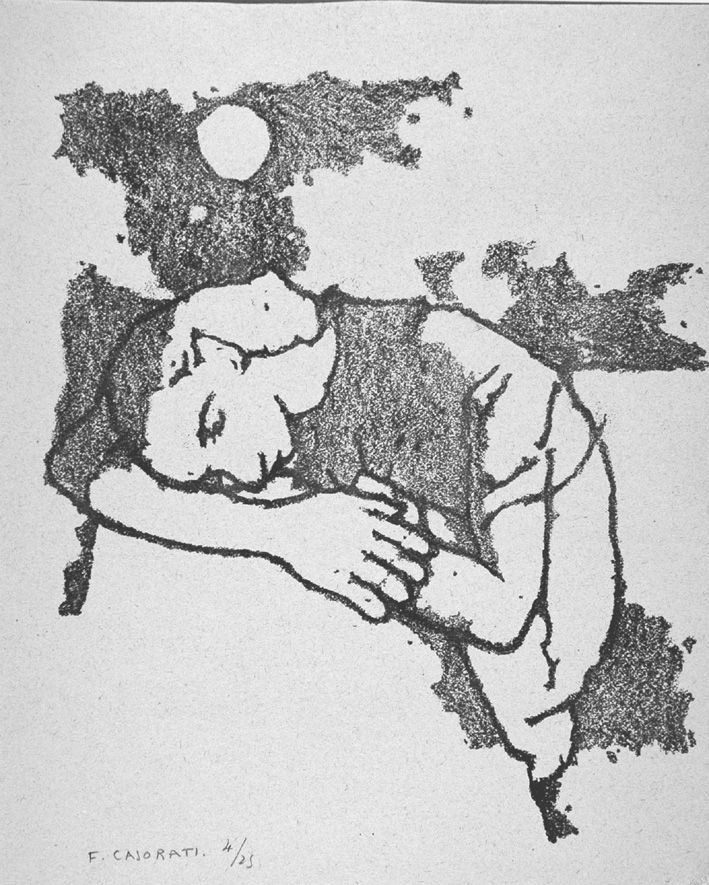Lithograph Casorati - Donna dormiente