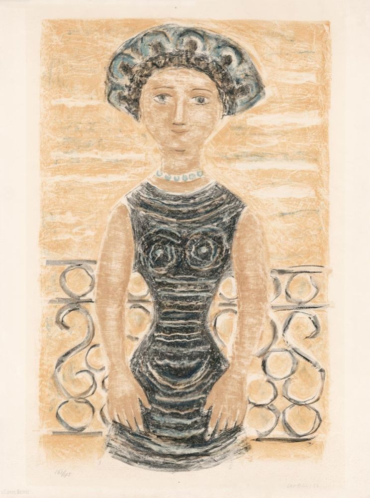 Lithograph Campigli - Donne al balcone