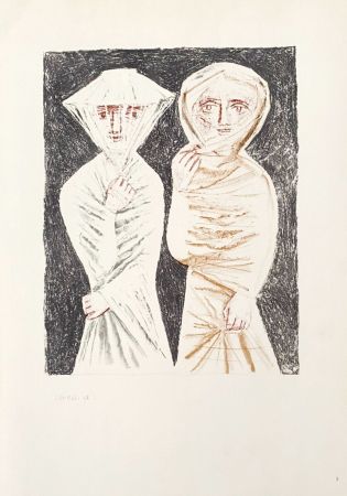 Lithograph Campigli (After) - Donne velate