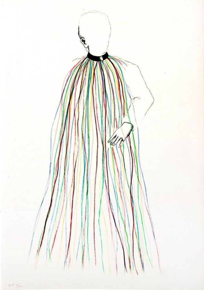 Lithograph Dine - Dorian Gray in Multi-Colored Vinyl Stripe Cape