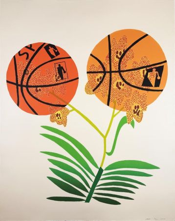 Lithograph Wood - Double Basketball Orchid (State I)