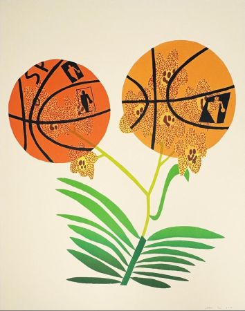 Lithograph Wood - Double Basketball Orchid (State I)