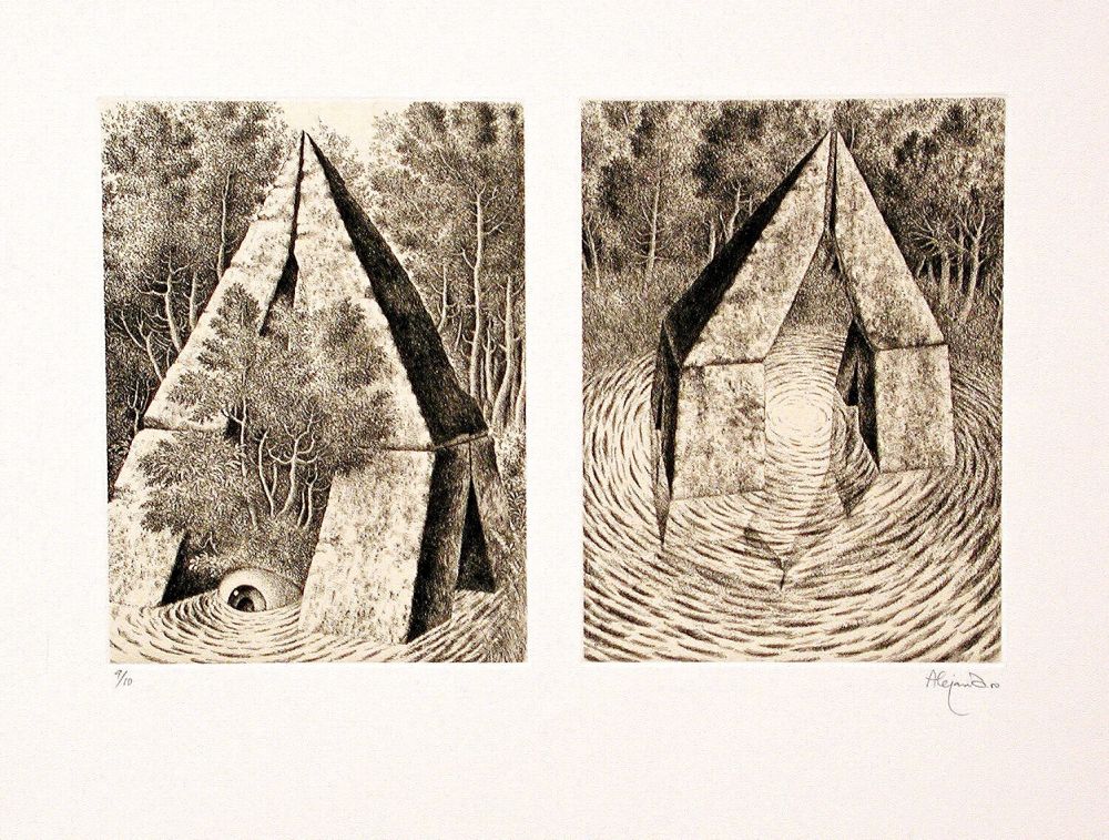 Etching Alejandro - Double pyramid