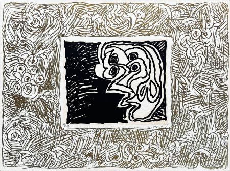 Linocut Alechinsky - Double vue