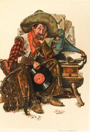 Lithograph Rockwell  - Dreams of long Ago