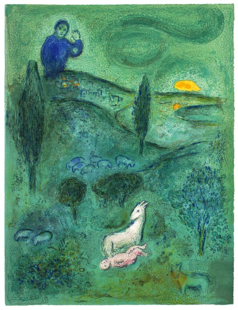 Lithograph Chagall - DÉCOUVERTE DE DAPHNIS PAR LAMON (de Daphnis et Choé. 1961)