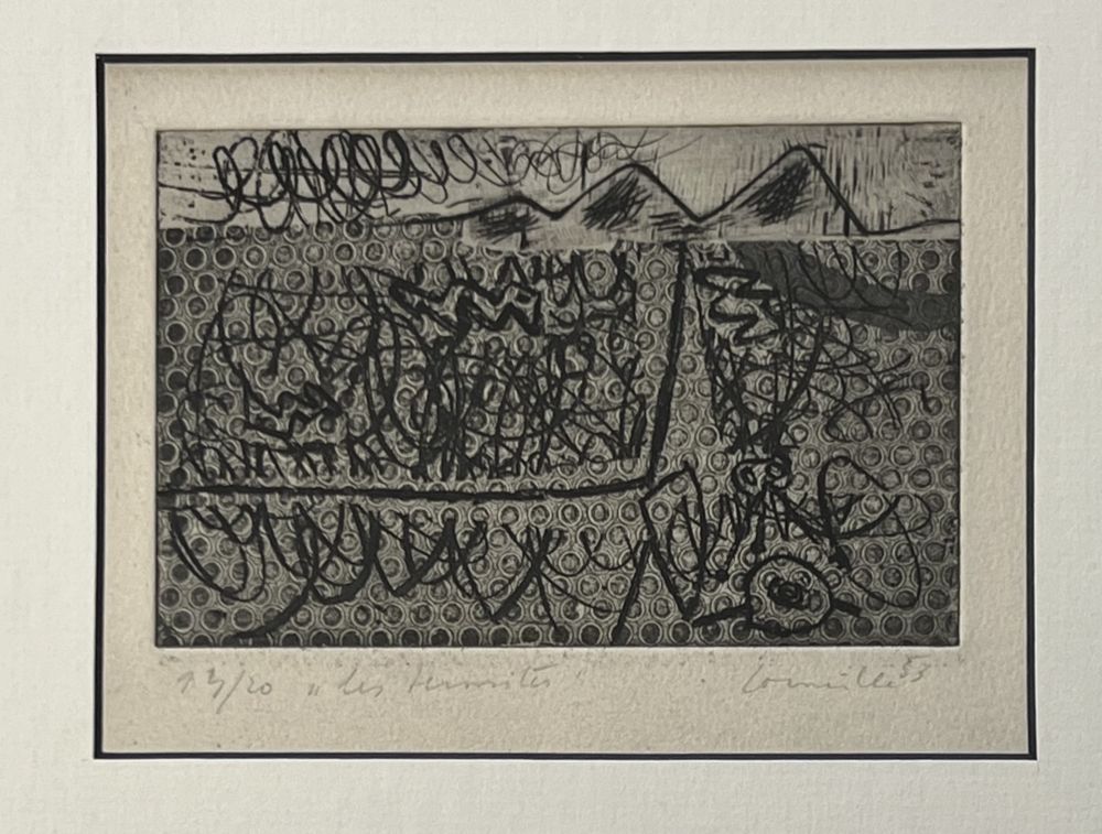 Engraving Corneille - Eau-forte encadrée Les termites 1953 Numéro 3/20