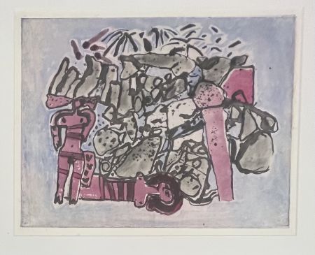 Etching And Aquatint Corneille - Eau-forte encadrée : Lieu rupestre E/A 
