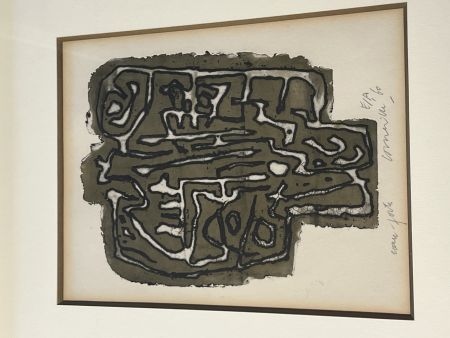 Engraving Corneille - Eau-forte Signes dans la Pierre, 1959. Atelier Stanley William Hayter