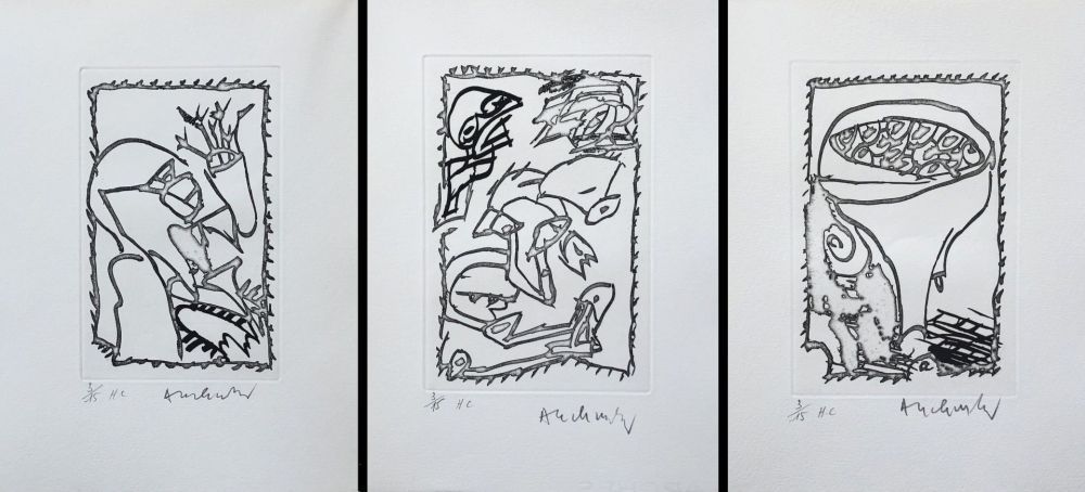 Etching Alechinsky - Eclipses - Triptyque