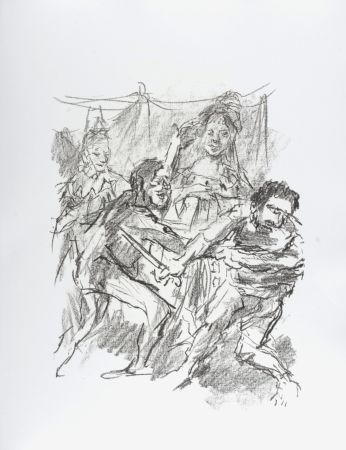 Lithograph Kokoschka - Edgar and Edmund fight , 1963