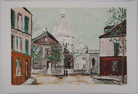 Lithograph Utrillo - Eglise Saint-Pierre, Place du Tertre à Montmartre