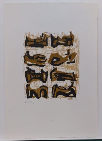 Lithograph Moore - Eight lying figures 