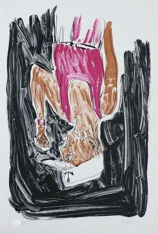 Lithograph Baselitz - Einer malt mein Porträt (Someone paints my portrait)