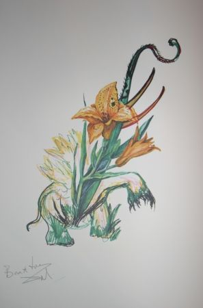 Lithograph Dali -  Elephant Lily (surrealistic flowers)