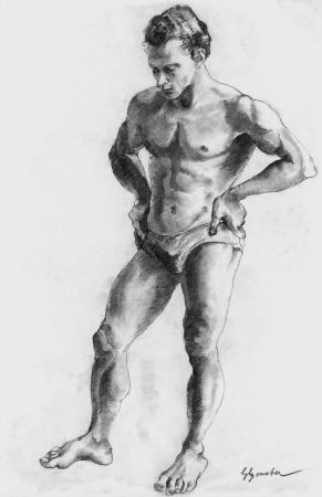 Lithograph Bonabel - ELIANE BONABEL / Louis-FerdinandCéline - Nu Masculin / Male Nude  - 1938