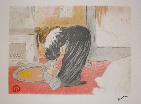 Lithograph Toulouse-Lautrec - Elles, femme au tub