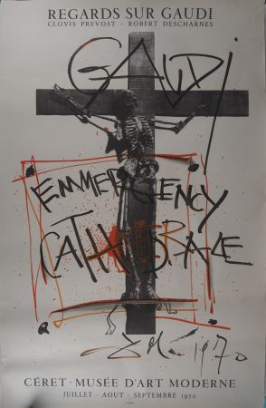 Lithograph Dali - Emmergency Cathedrale : Gaudi