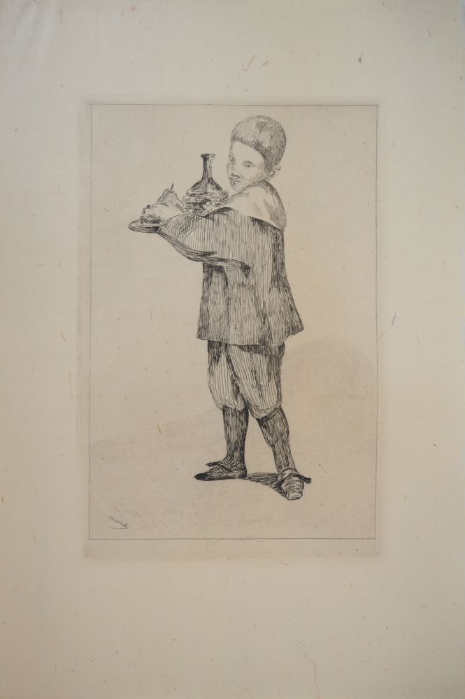 Etching Manet - Enfant portant un plateau