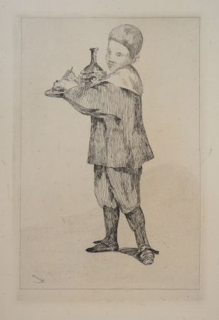 Etching Manet - Enfant portant un plateau