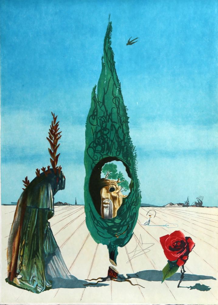 Lithograph Dali - Enigma of the Rose (Death) 