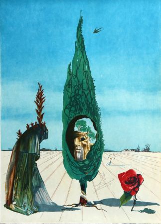 Lithograph Dali - Enigma of the Rose (Death) 