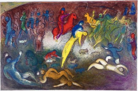 Lithograph Chagall - ENLÈVEMENT DE CHLOÉ (Daphnis et Chloé - 1961)