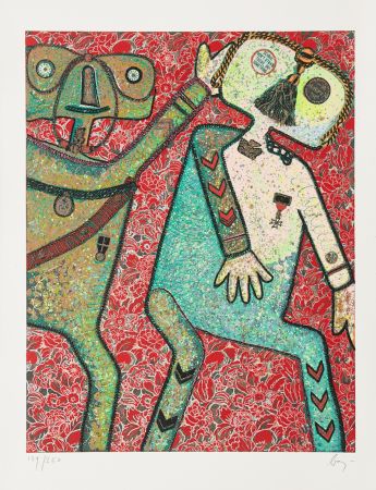Etching Baj - Enrico baj (1924–2003) – La Comte de Hornes et Guillame de Nassau – Mixed media