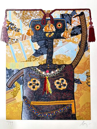 No Technical Baj - Enrico Baj (1924 – 2003) – Marie Françoise Cathérine de Beauvan-Craon Marchesa di Boufflers (1711 – 1786) – Mixed media in colour and collage – 1976