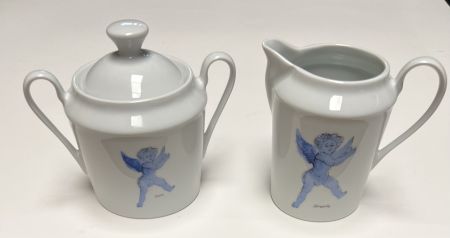 Ceramic Corneille - Ensemble sucrier + Pot à lait L'Ange d'après Rubens, Porcelaine de Limoges, 2002