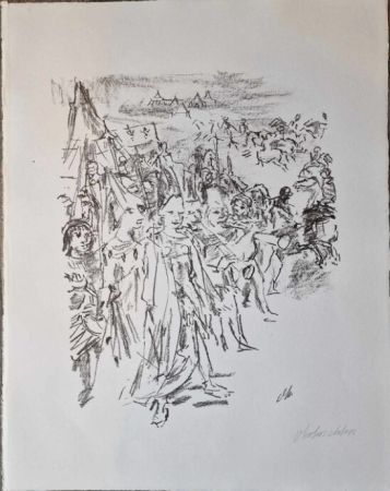 Lithograph Kokoschka - Enter with drum and colours: Cordelia and Soldiers (Act IV, Scene IV), from the portfolio King Lear