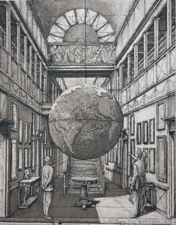 Etching And Aquatint Desmazières - Entrance Hall with a Globe