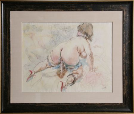 Lithograph Grosz - Erotic Drawing