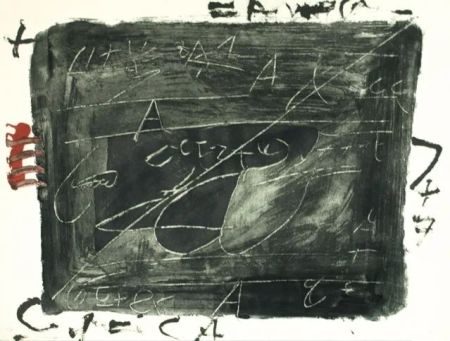 Engraving Tàpies - Esgriafats Damunt Negre 2