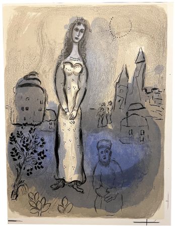 Lithograph Chagall - ESTHER  (Dessins pour la Bible, 1960)