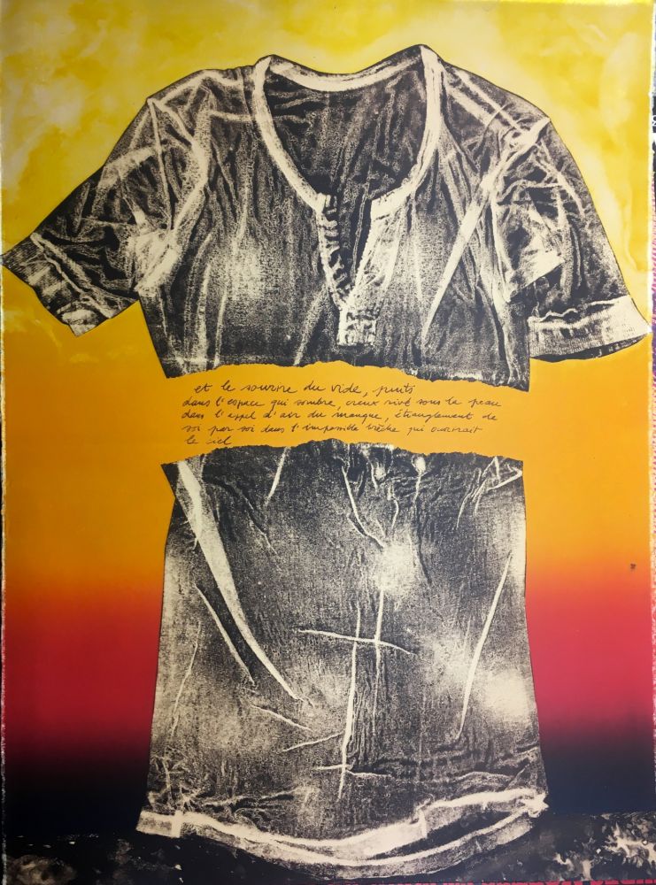 Lithograph Recalcati - Et le sourire du vide…(Placard Bailly). Version en rouge. Lithographie de 1975