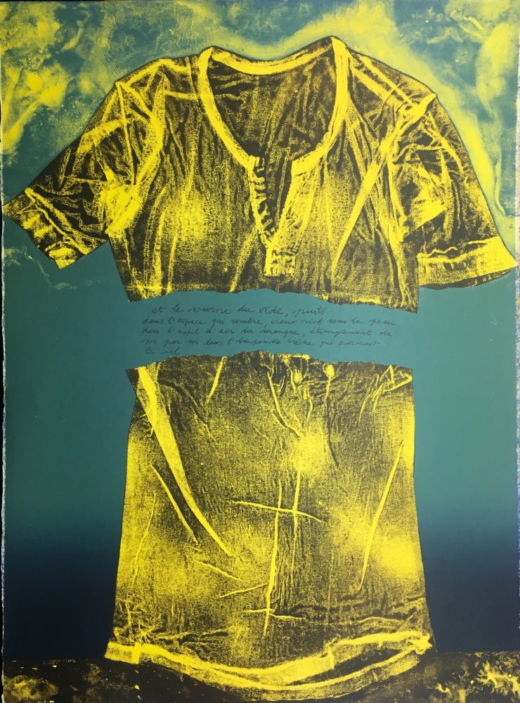 Lithograph Recalcati - Et le sourire du vide…(Placard Bailly). Version en vert. Lithographie de 1975