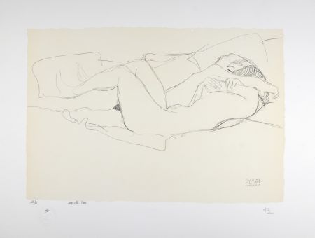 Lithograph Klimt - Etude pour le serpent d'eau / 2 femmes enlacées, 1905 | Study for Water Snakes / Two women embracing, 1905 