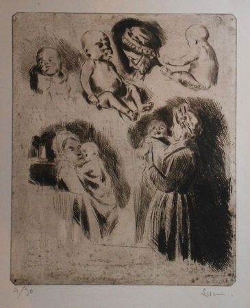 Drypoint De Maximilien Luce Etudes De La Tante Octavie Et D Un Bebe Grande Planche On Amorosart