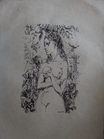 Lithograph Foujita - Eve au Jardin d'Eden