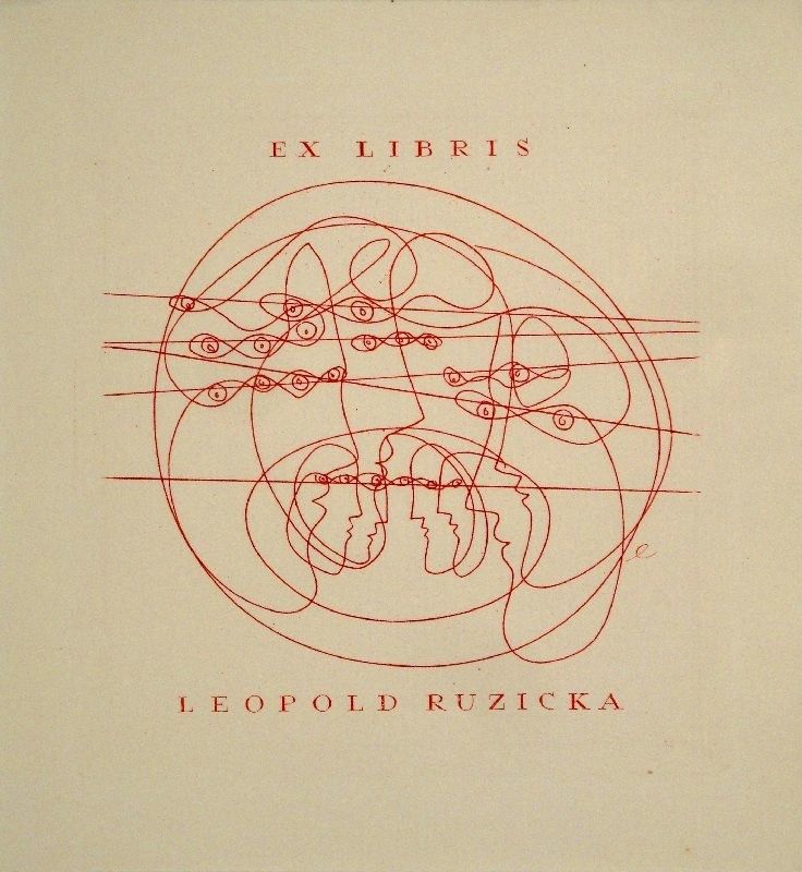 Etching Erni - Ex Libris Leopold Ruzicka